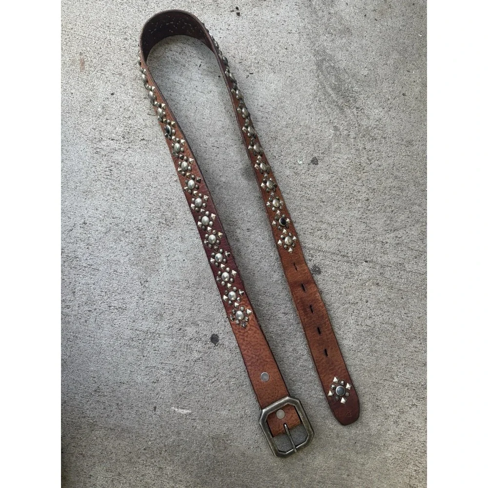 HTC Leather Belt Studded Brown Size 42 Rockabilly 40s 50s Vintage Style